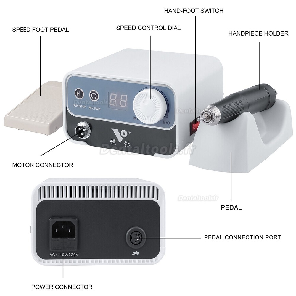 Machine de polissage de micro moteur sans brosse de laboratoire dentaire avec pièce à main de 50000 tr/min