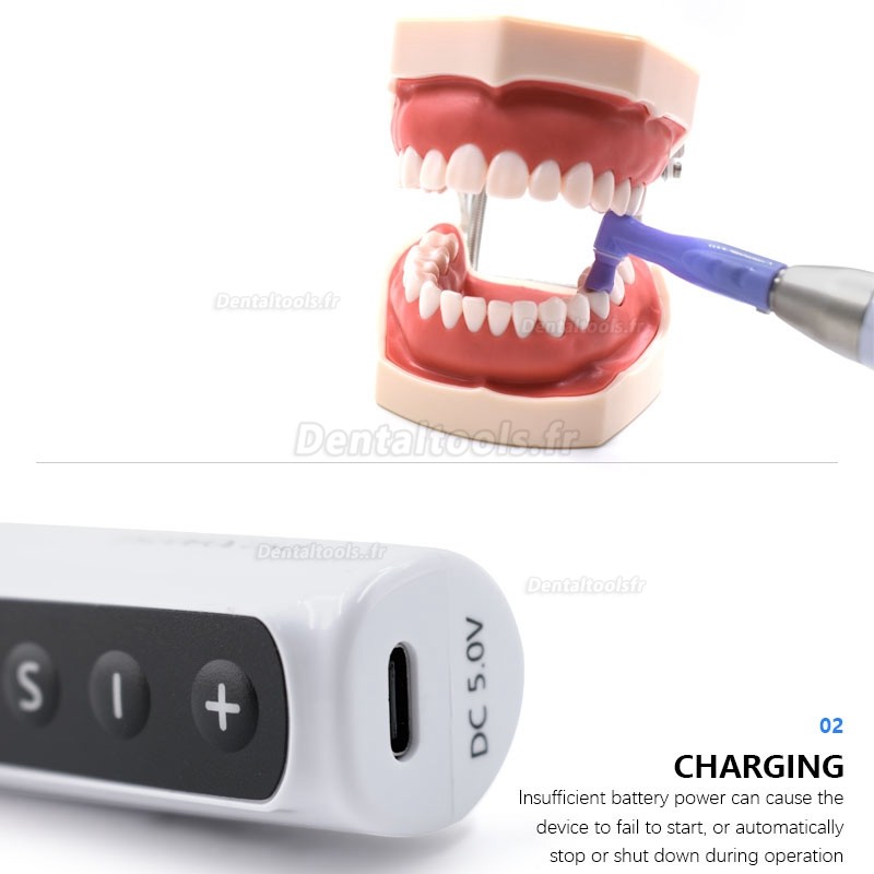 Pièce à main électrique de prophylaxie d'hygiène dentaire sans fil, pivotant à 360 ° réglages à 6 vitesses