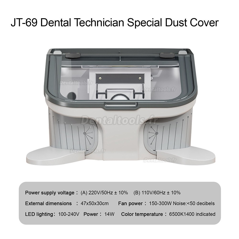 JT-69 Boîte à poussière dentaire collecteur de couvercle anti-poussière aspirateur intégré avec lumière LED
