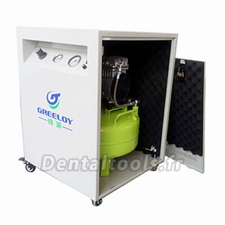 Greeloy® GA-81X compresseur d'air pour dentiste pour 2 postes avec armoire d'insonorisation