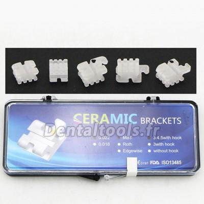 5 Paquet/100Pcs Céramique Bracket Orthodontique Esthétique MBT 022 345 Hooks