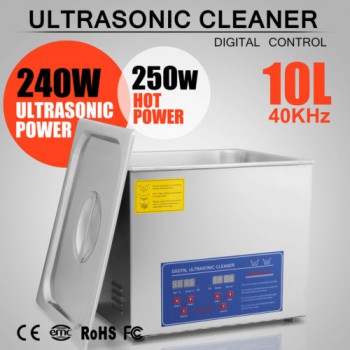 10L Nettoyeur à ultrasons Acier inoxydable chauffage Industrie w / Minuteur JPS-...