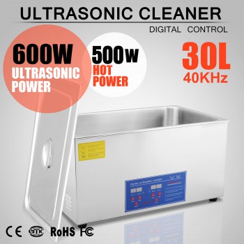 30L Nettoyeur à ultrasons Acier inoxydable chauffage Industrie w / Minuteur JPS-...