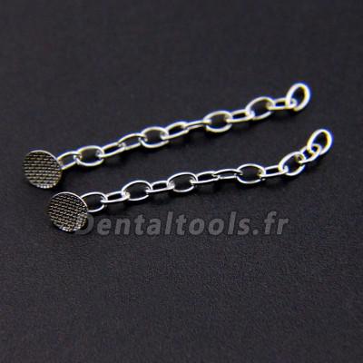 10 pcs Orthodontie dentaire Chaîne de traction Bouton rond argenté avec chaîne