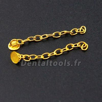 10 pcs Orthodontie dentaire Traction Bouton rond Chaîne plaquée or