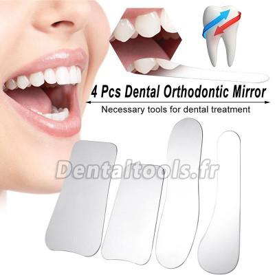 4pc Orthodontie dentaire intra-orale Acier inoxydable Miroirs de Photographie Réflecteur