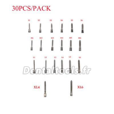 30pcs/sac Matériel d'endodontie dentaire TITANIUM pur tige de vis Toutes les tailles