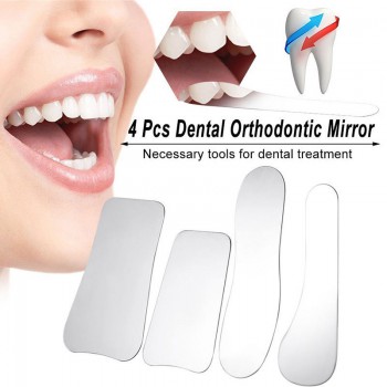 4pc Orthodontie dentaire intra-orale Acier inoxydable Miroirs de Photographie Ré...