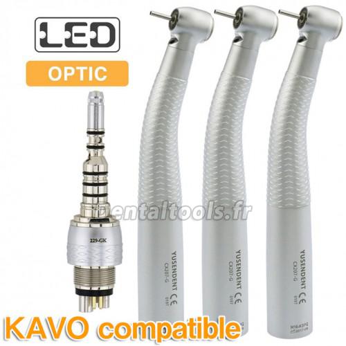 YUSENDENT® COXO CX207-GK-PQ Fibre Optique Turbine Dentaire Kavo compatible (Turbine Dentaire x3 + Coupleur Rapide x1)