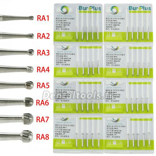 50Pcs/10 Paquets Dentaire SBT Fraises rondes en carbure de tungstène à basse vitesse RA 1 2 3 4 5 6 7 8