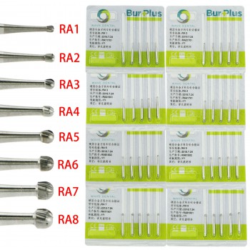 50Pcs/10 Paquets Dentaire SBT Fraises rondes en carbure de tungstène à basse vitesse RA 1 2 3 4 5 6 7 8