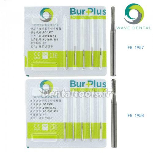 5Packs Wave Dental Tungsten Carbide Bur Crown Metal Cutting Straight Fissure 1957 1958