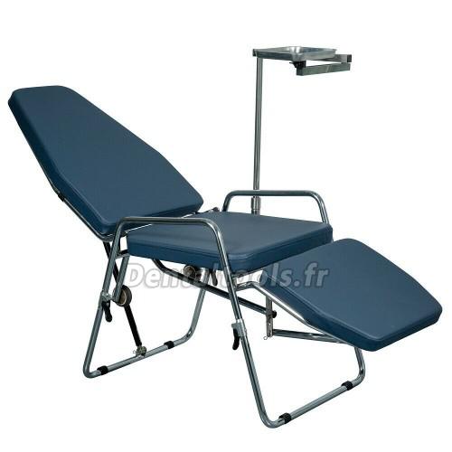 Greeloy GU-P101 Chaise Pliable Dentaire Portable Réglable Cadre Acier Inoxydable avec Bassin de Crachoir + Plateau