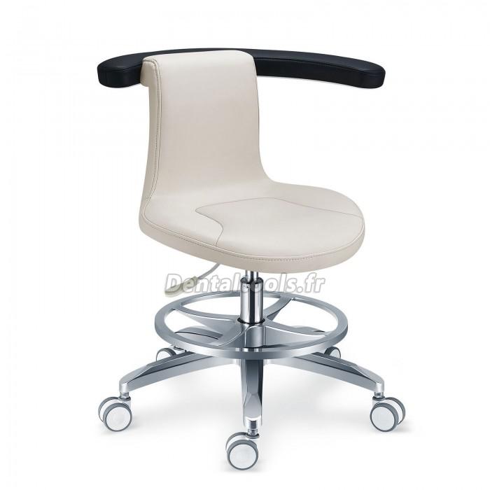 Tabouret D’assistant Dentaire – Chaise Réglable En Hauteur (48-63 Cm), Pivotante, Accoudoirs – Cuir PU, Roulettes Silencieuses – Pour Bureau, Salon, Soins