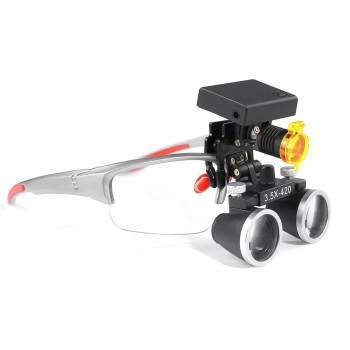 Loupe dentaire grossissante 3,5X DY-117 + lampe frontale LED sans fil 3W DY-010