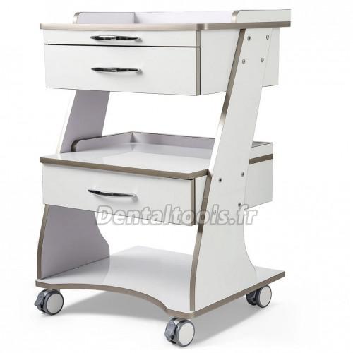 Dentech G06 chariot dentaire mobile avec plateau instruments et double tiroir