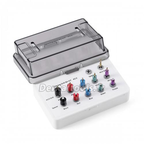 Kit de guide de forage et de positionnement d'implant avec forets d'écartement et boîte de stérilisation