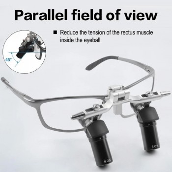 4.0X 5.0X 6.0X 350 à 450 mm loupe dentaire chirurgicale ergo relevable