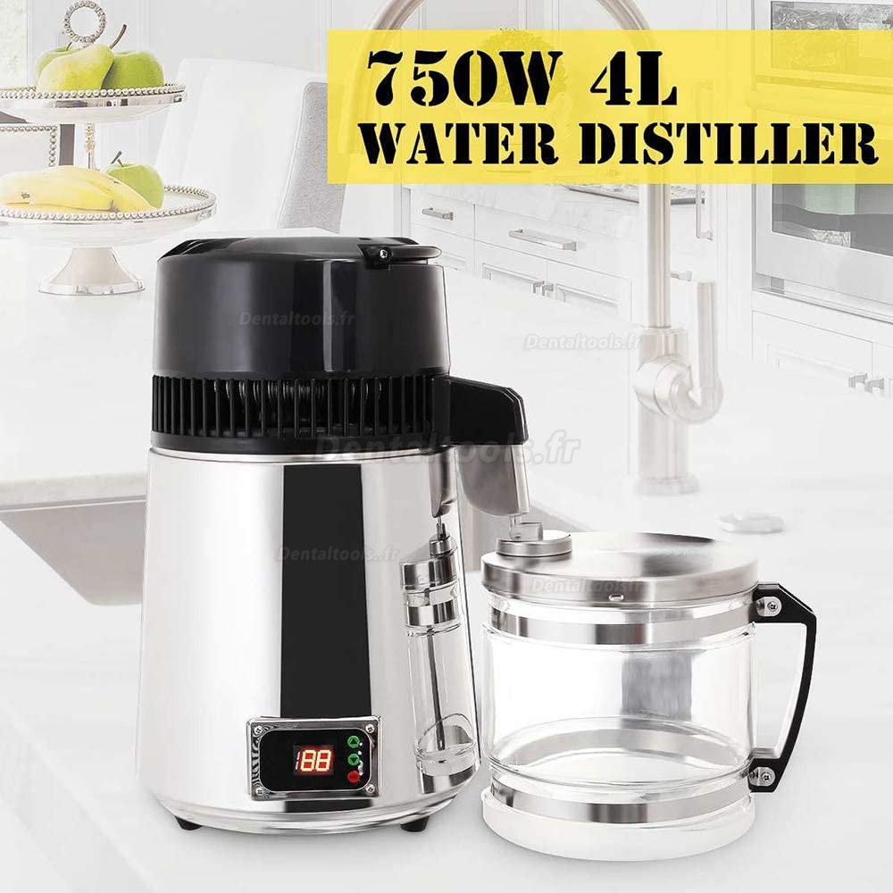 4L Distillateur Countertop 750W Panneau numérique de température réglable, Filtre en Acier Inoxydable Purificateur