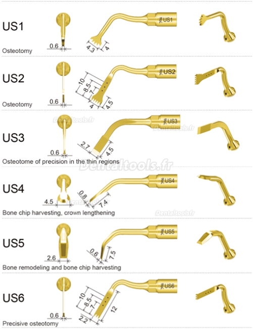 WOODPECKER® INSERTS A PIEZO CHIRURGIE OSTEOTOMY KIT 6 INSERTS