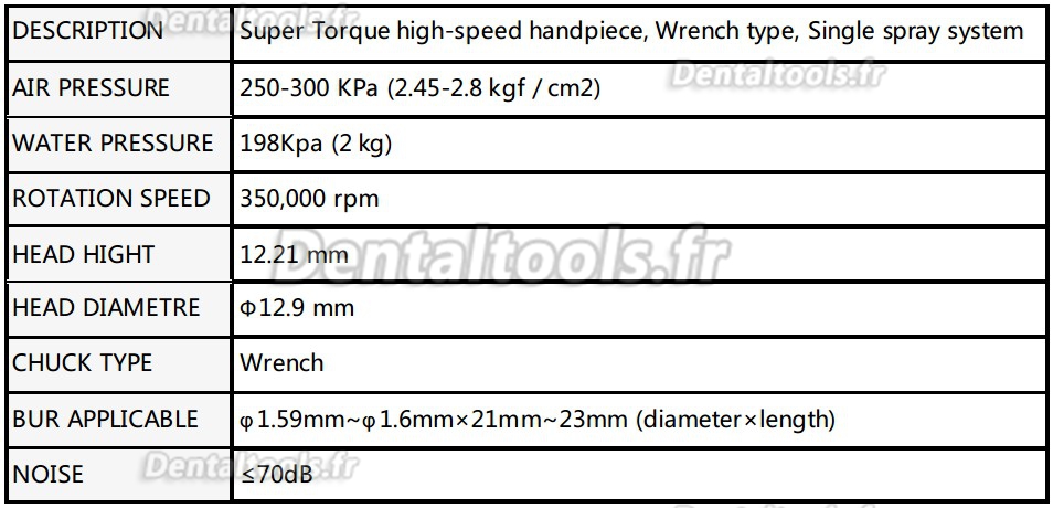 Being® LOTUS 403 Turbine dentaire haute vitesse Type de clé (Tête Torque)