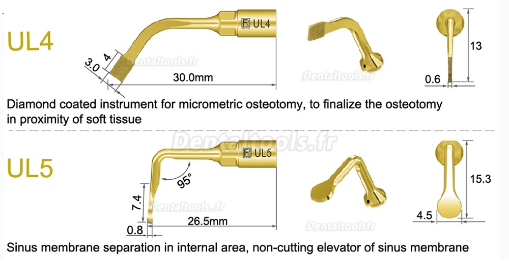 1Pcs nserts piezochirurgie dentaire UL1 UL2 UL3 UL4 UL5 compatible avec Mectron Woodpecker