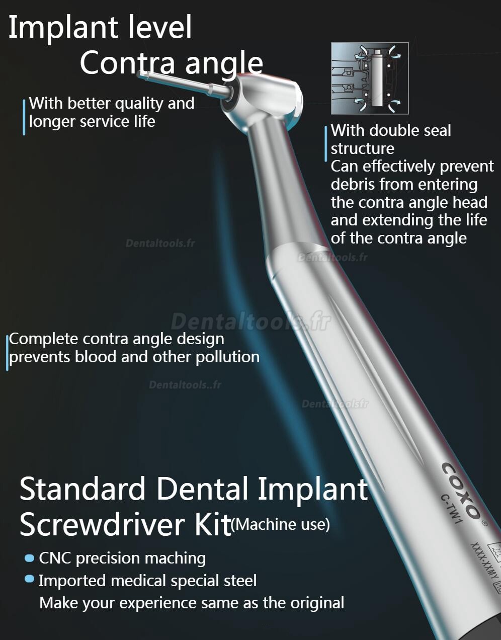 YUSENDNET COXO C-TW1 Kit de clé dynamométrique universelle pour implant dentaire avec 16 tournevis