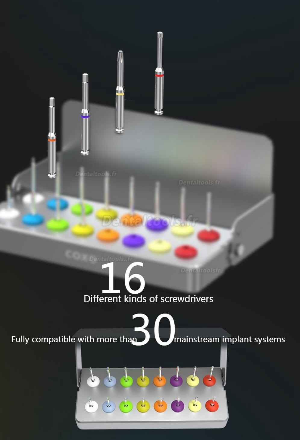 YUSENDNET COXO C-TW1 Kit de clé dynamométrique universelle pour implant dentaire avec 16 tournevis