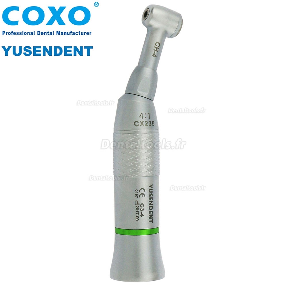 YUSENDENT® CX235C3-4 Contre-angle 4:1 reducteur bouton poussoir basse vitesse pièce à main bague vert