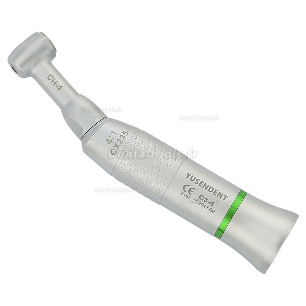 YUSENDENT® CX235C3-4 Contre-angle 4:1 reducteur bouton poussoir basse vitesse pièce à main bague vert