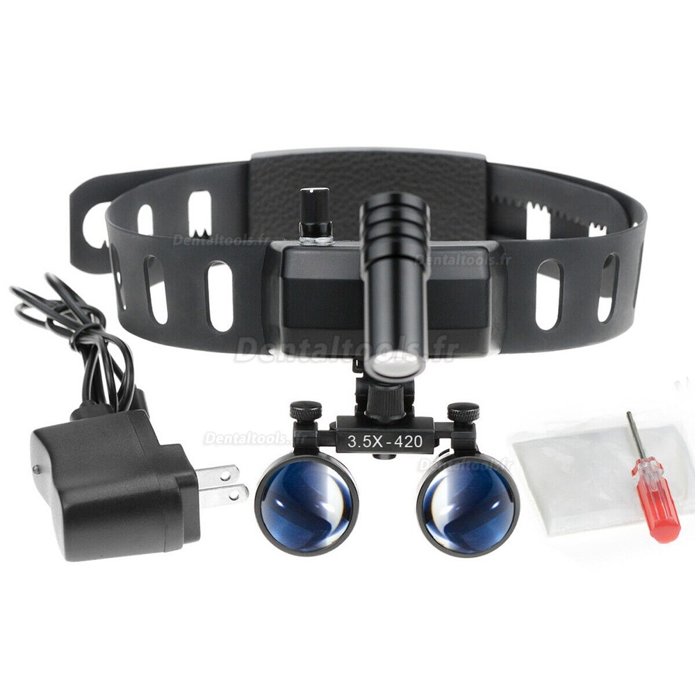 3.5X420mm Loupe binoculaire dentaire avec 5W Lampe frontale LED