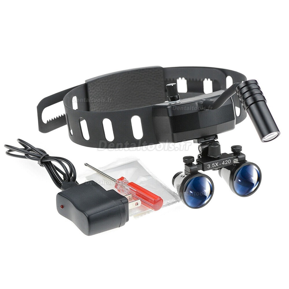 3.5X420mm Loupe binoculaire dentaire avec 5W Lampe frontale LED