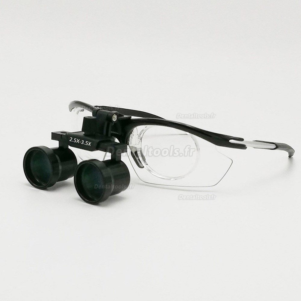 2.5X-3.5X Loupes Binoculaire Dentaire Cadre Aluminium Noir