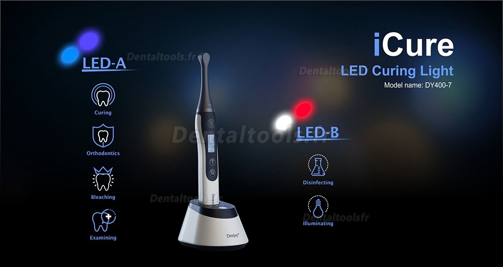 Denjoy iCure DY400-7 Dentaire LED 1S Lampe à polymériser avec fonction orthodontique blanchiment et désinfection