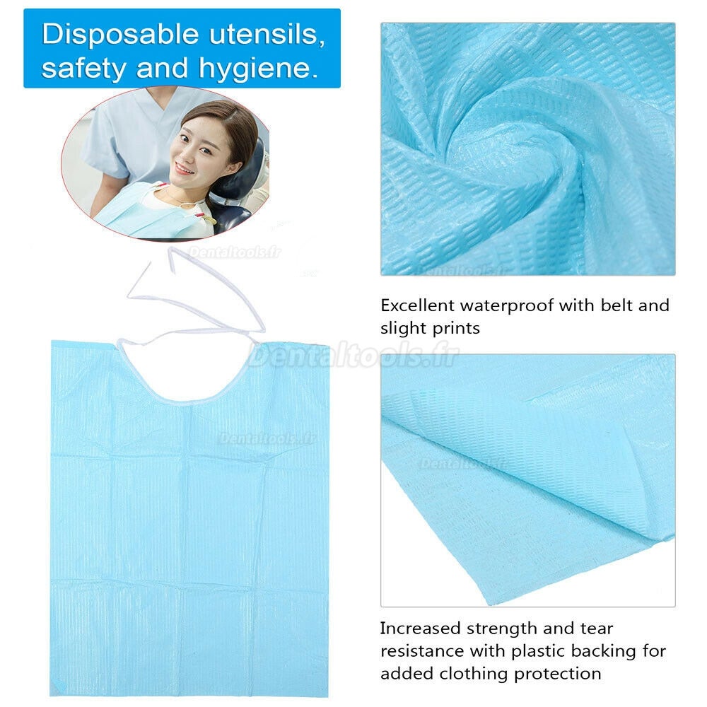 300pcs Cravate Dentaire Jetable Imperméable de Bavoir pour le traitement dentaire d’Hygiène Dentaire