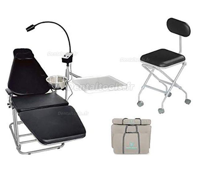 Dynamic DU32L Fauteuil dentaire portable avec lampe d'examen LED DLG101 et tabouret dentaire DS08