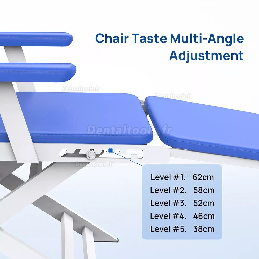 Chaise dentaire pliante portable avec lampe LED et plateau