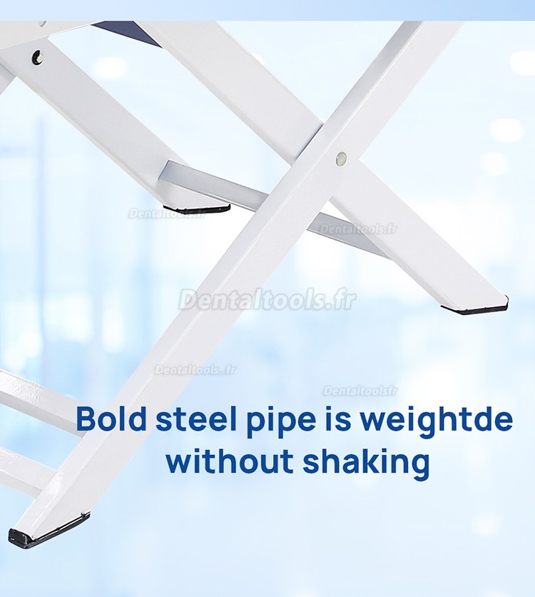 Chaise dentaire pliante portable avec lampe LED et plateau