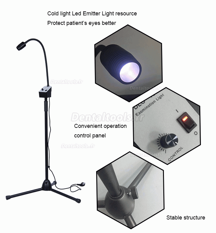 Greeloy GU-P102 Lumière d'examen d'examen pliable de lumière d'opération dentaire portative de LED