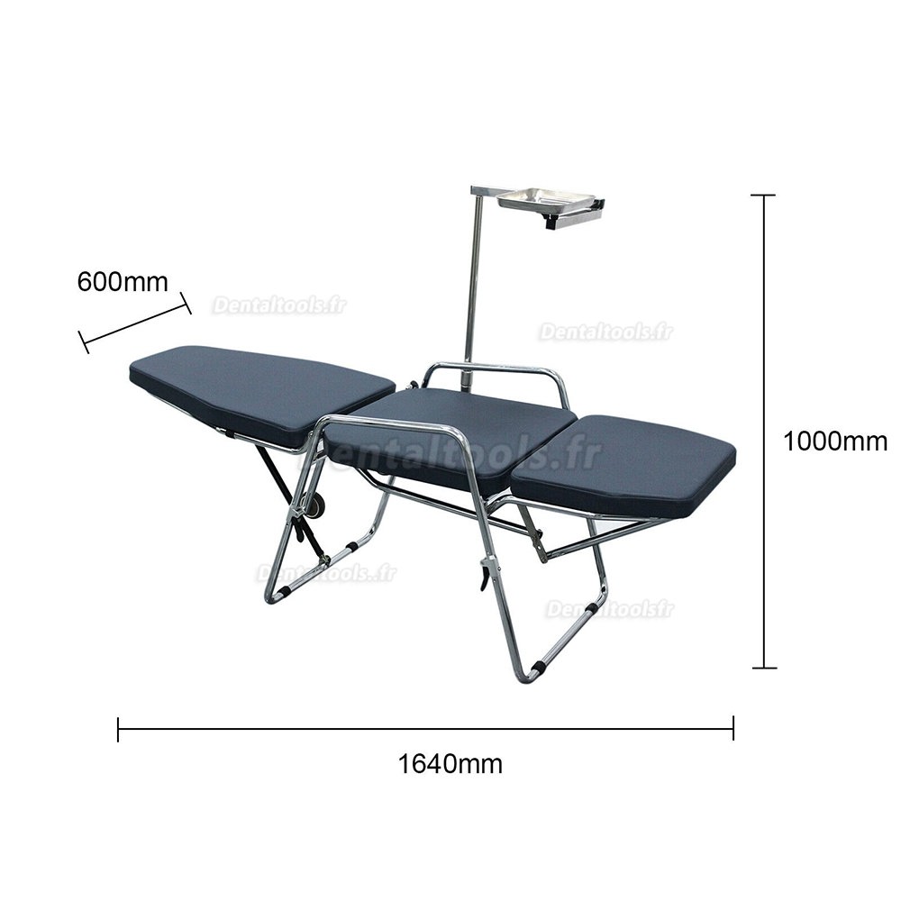 Greeloy GU-P101 Chaise Pliable Dentaire Portable Réglable Cadre Acier Inoxydable avec Bassin de Crachoir + Plateau