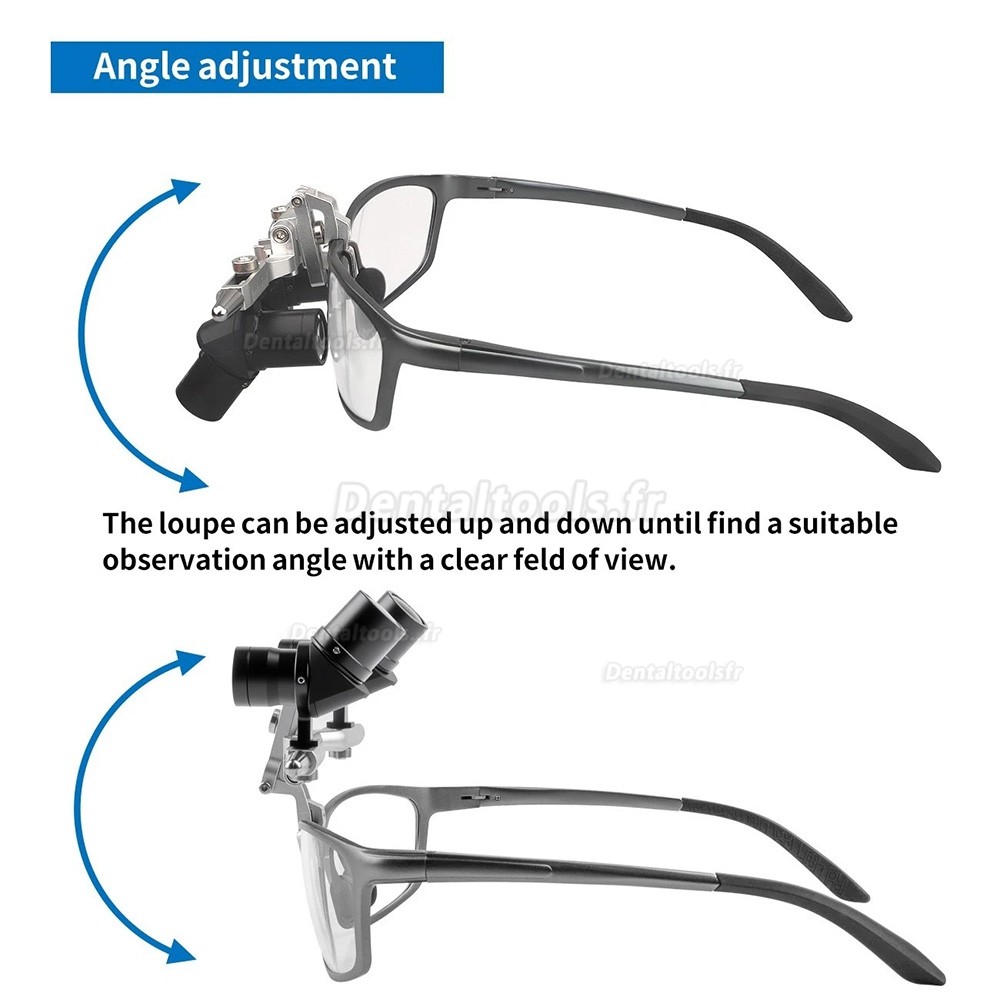 4.0X 5.0X 6.0X 350 &agrave; 450 mm loupe dentaire chirurgicale ergo relevable