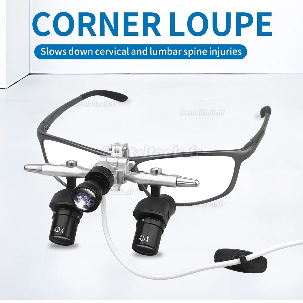 4.0X / 5.0X / 6.0X 350 &agrave; 450mm 48&deg;loupe dentaire ergonomique relevable avec lampe LED 5W