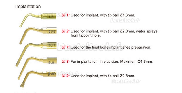 WOODPECKER® INSERTS A PIEZO CHIRURGIE IMPLANTOLOGIE KIT 5 INSERTS