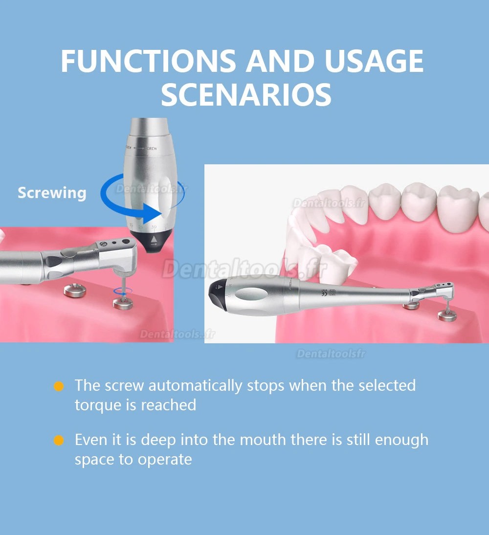 Implant dentaire clé dynamométrique à cliquet Implant tête de verrouillage pièce à main 12 pièces tournevis + 2 pièces têtes en spirale