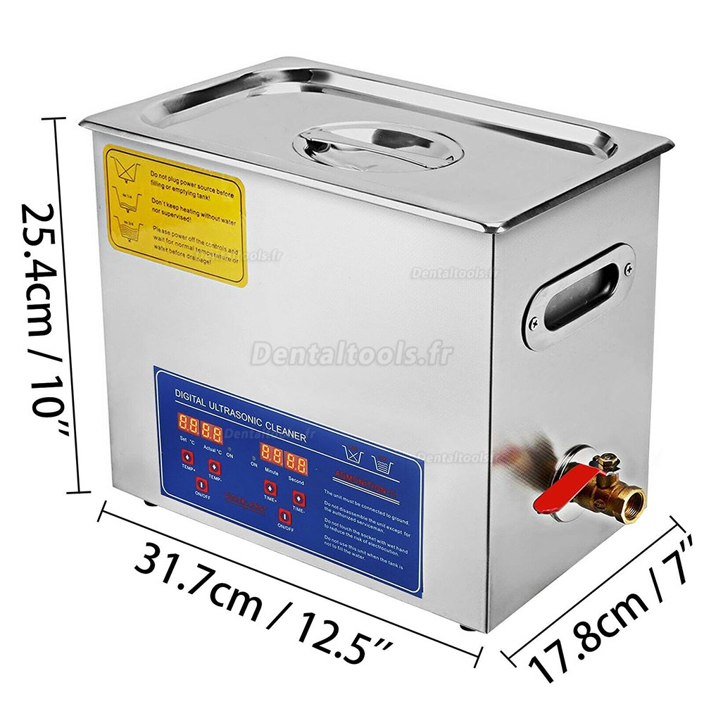 Meilleur 6L Nettoyeur à ultrasons Acier inoxydable chauffage Industrie w / Minuteur JPS-20A