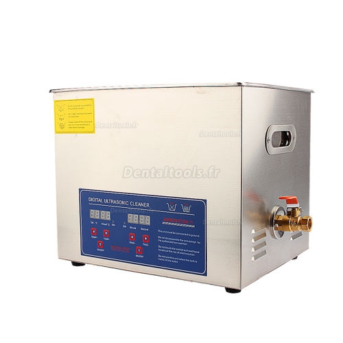 10L Nettoyeur à ultrasons Acier inoxydable chauffage Industrie w / Minuteur JPS-40A