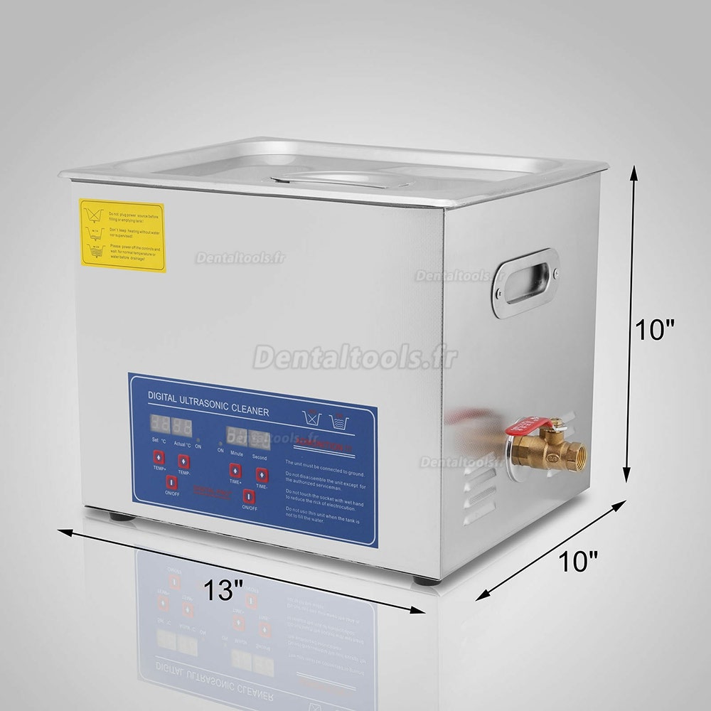 10L Nettoyeur à ultrasons Acier inoxydable chauffage Industrie w / Minuteur JPS-40A