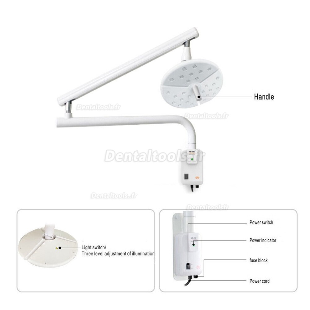 KWS KD-2018B-1 Lampe chirurgicale dentaire murale à LED sans ombre avec interrupteur tactile