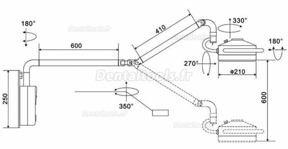 KWS® 36W Lampe Scialytique Dentaire Led mural KD-202D-3B