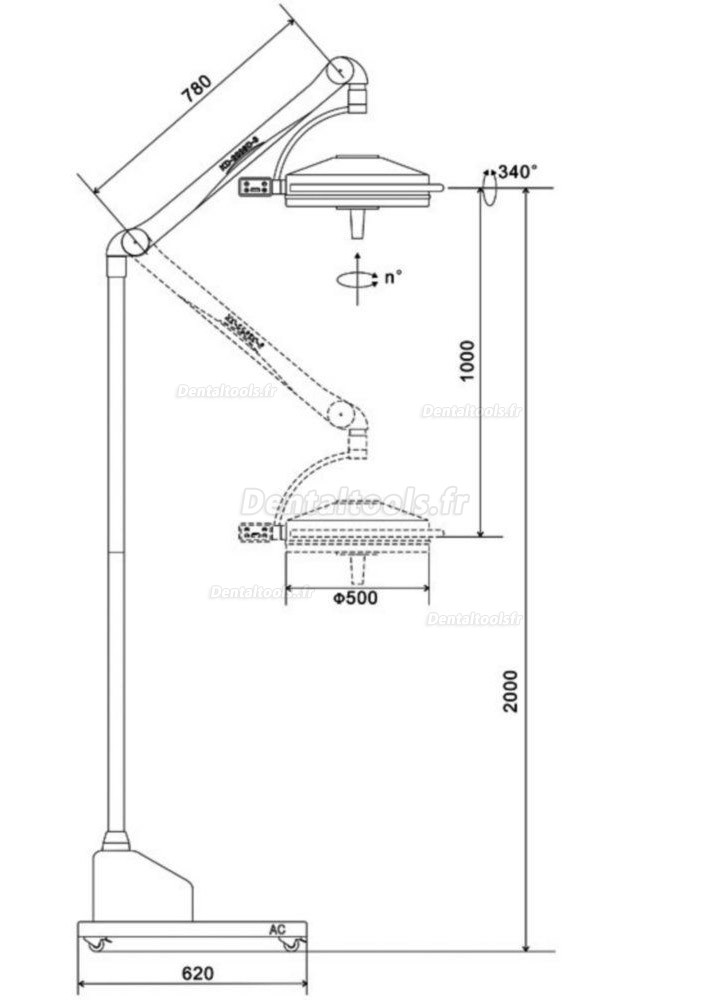 KWS KD-2036D-3 108W Lampe chirurgicale mobile LED lampe d'examen sans ombre